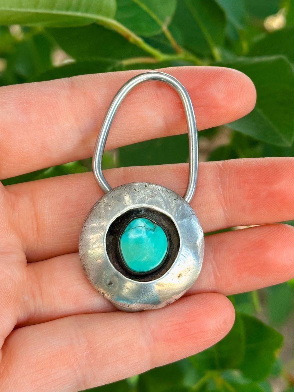 Vintage key ring turquoise and silver shadow box